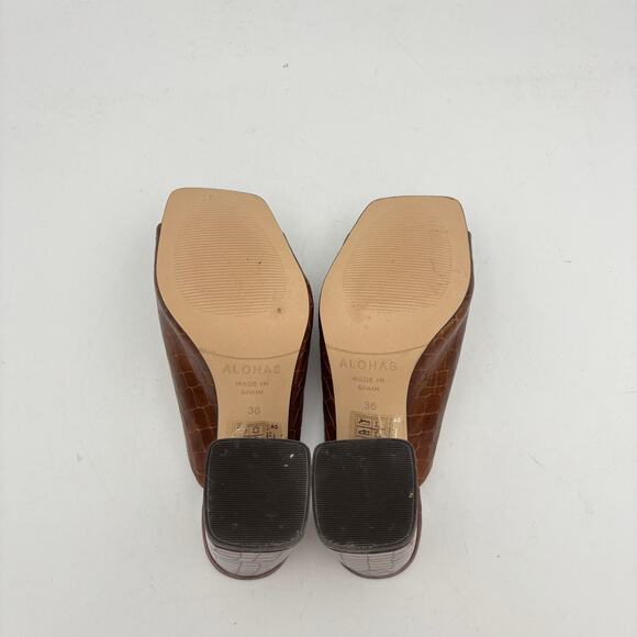Alohas Frenchie Alli Brown Mules Heels Women's 36 US 6 - Picture 8 of 12
